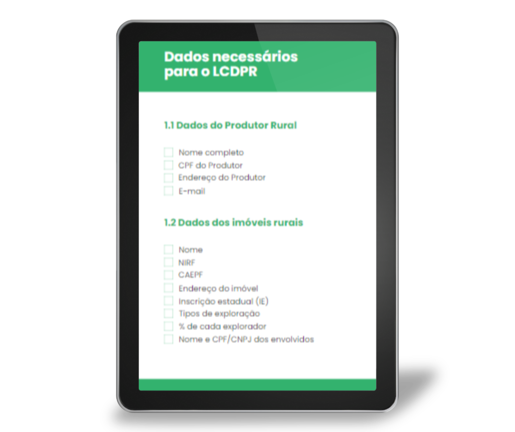 dados necessários para o LCDPR - capa agronota