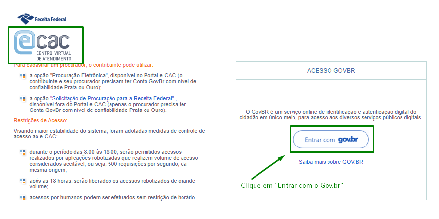 Acesso ao portal e-cac 