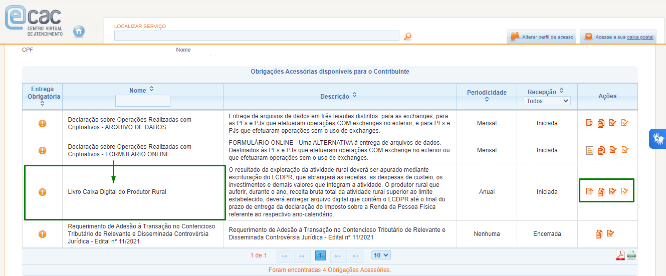 acesso ao e-CAC para envio de LCDPR 